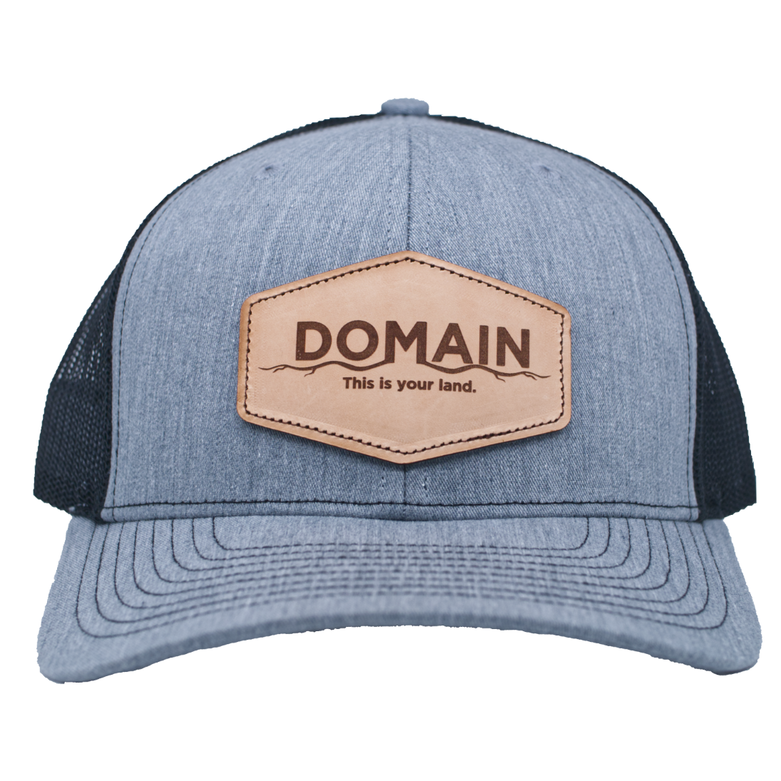 Domain Heather &amp; Black Patch Hat