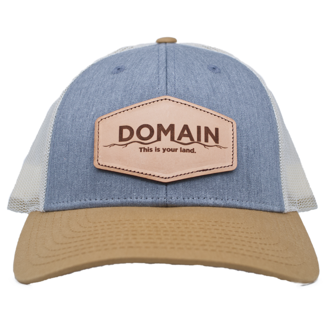 Domain Leather Patch Hat - Yellow/Grey